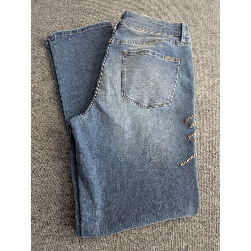 White House Black Market The Slim Mid-Rise Embellished Jeans Women's size 14 NEW